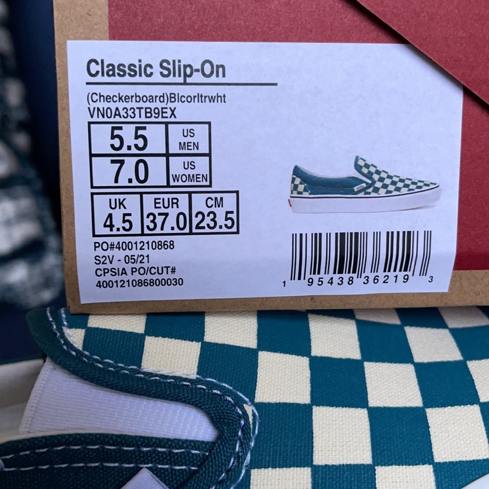 Vans Classic Slip-On Checkerboard Blue Coral/True White WMNS - Picture 16 of 16